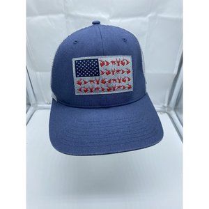 Columbia Blue Gray Logo Cap Hat S/M Flex-Fit Stretch OSFM Flag Outdoor Hunt Fish